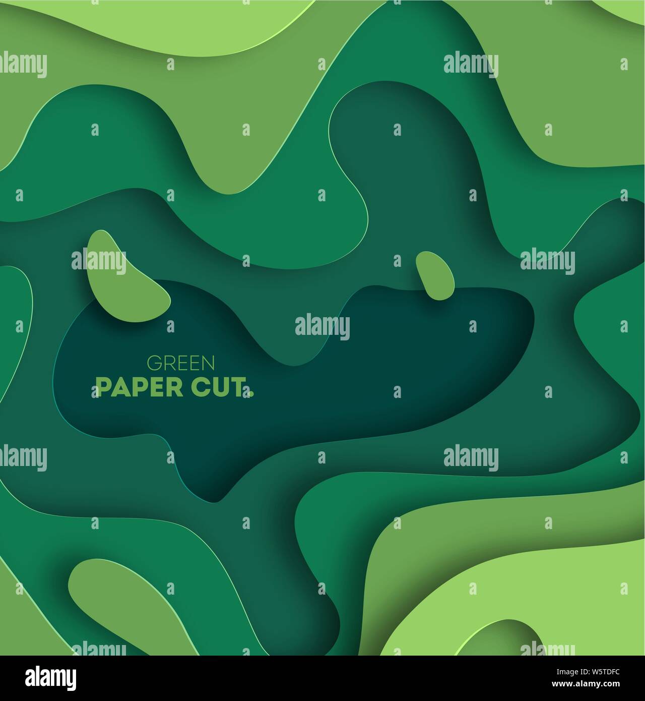 3D abstract background with green paper cut shapes. Vector design ...