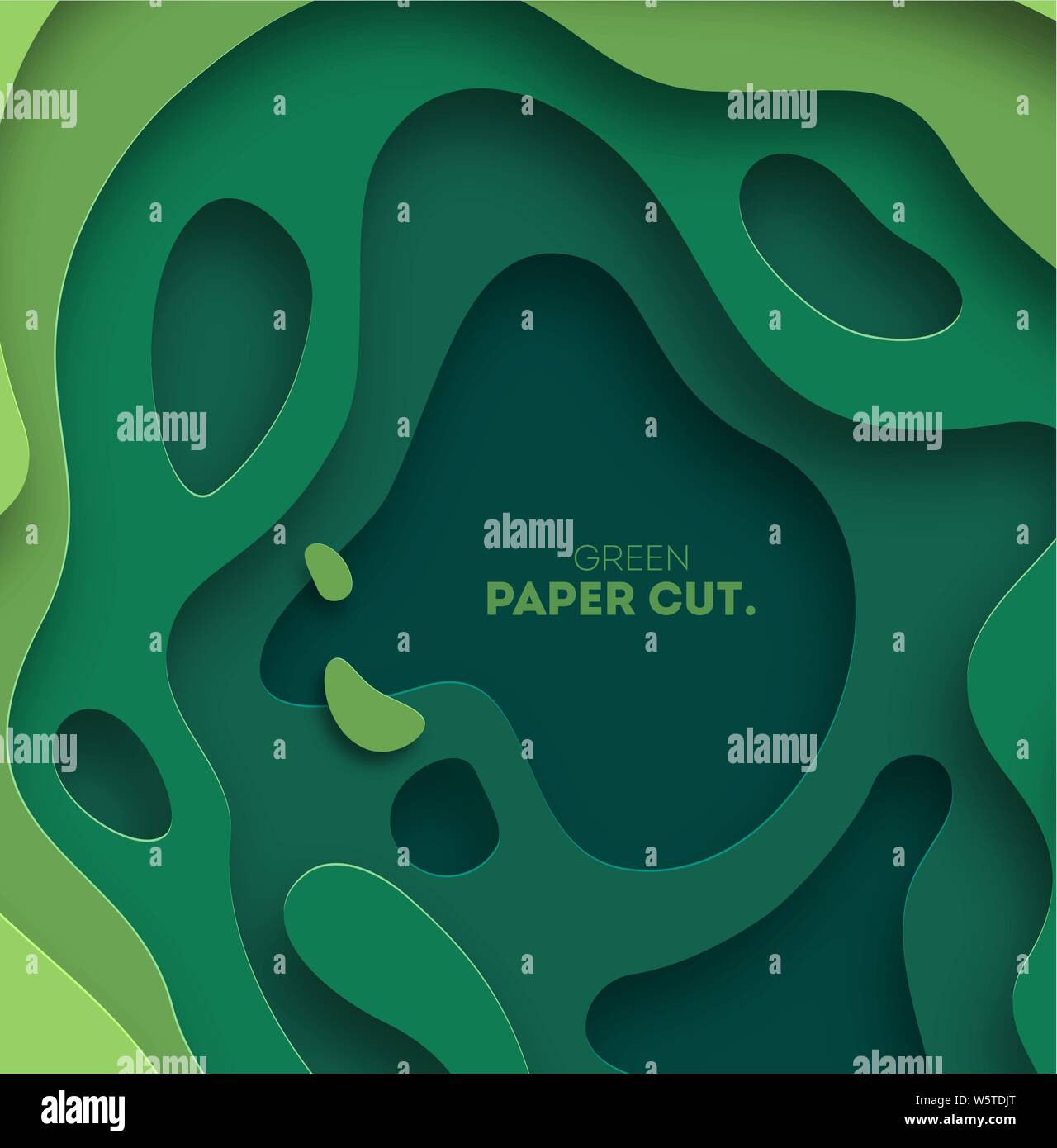 3D abstract background with green paper cut shapes. Vector design ...