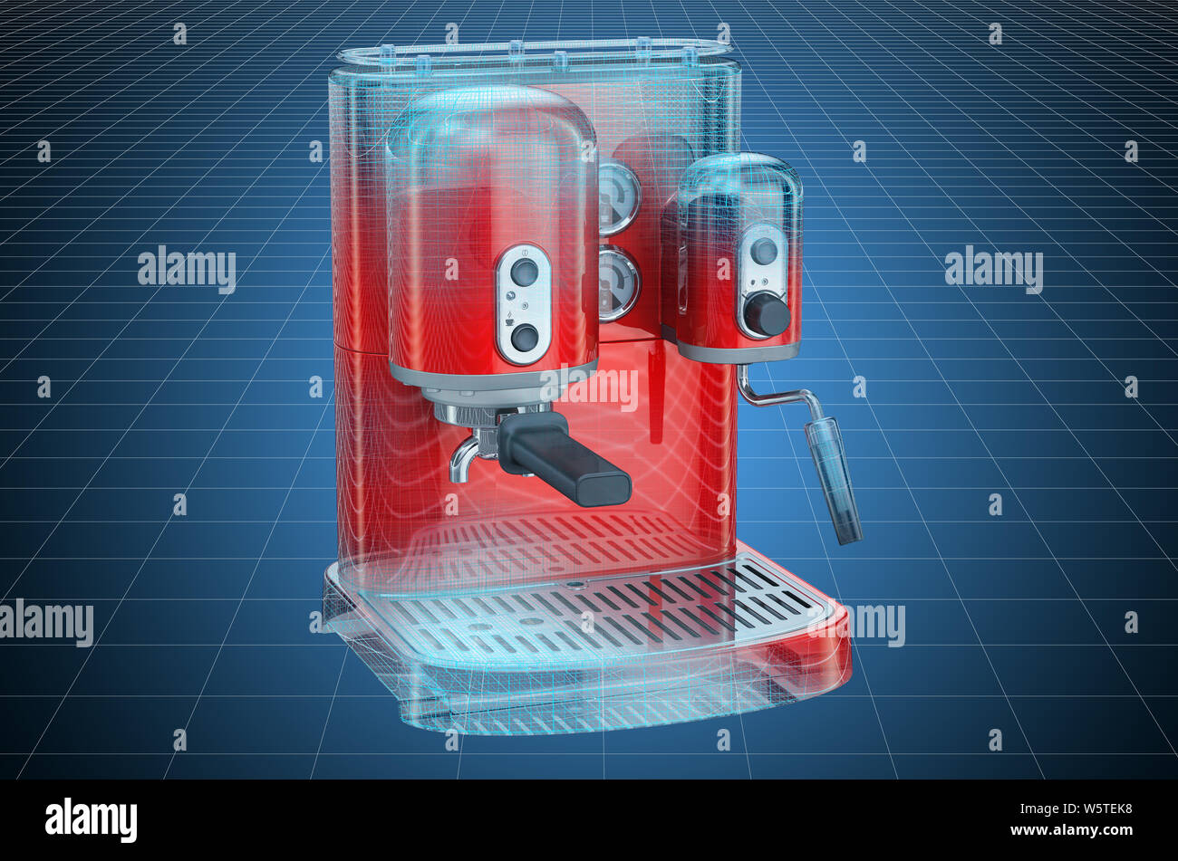 Visualization 3d cad model of coffeemaker or coffee machine retro