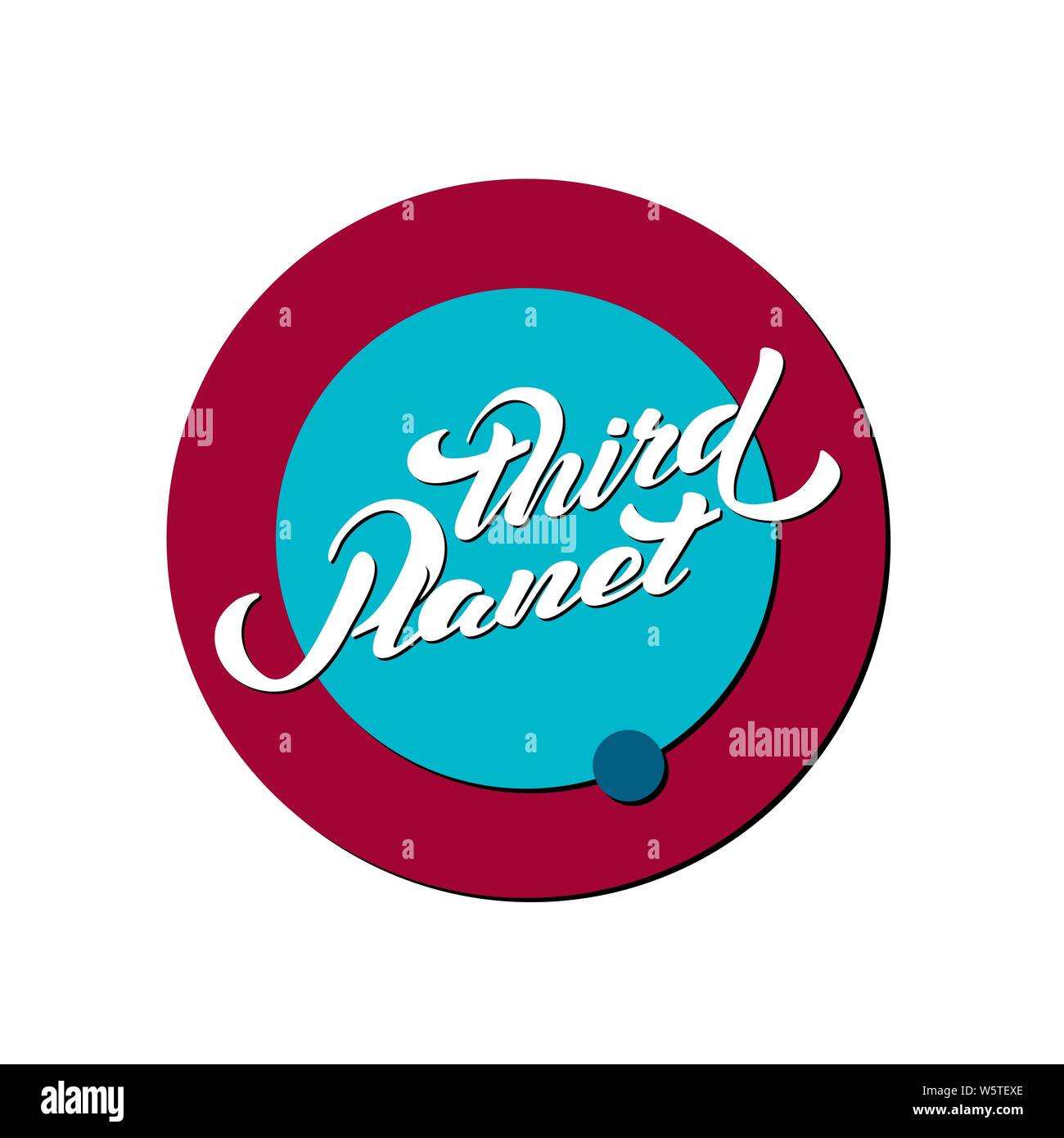 Vector Illustration With Hand Lettering Third Planet White