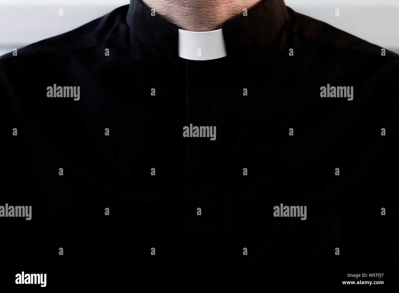 Priest's collar close up Stock Photo