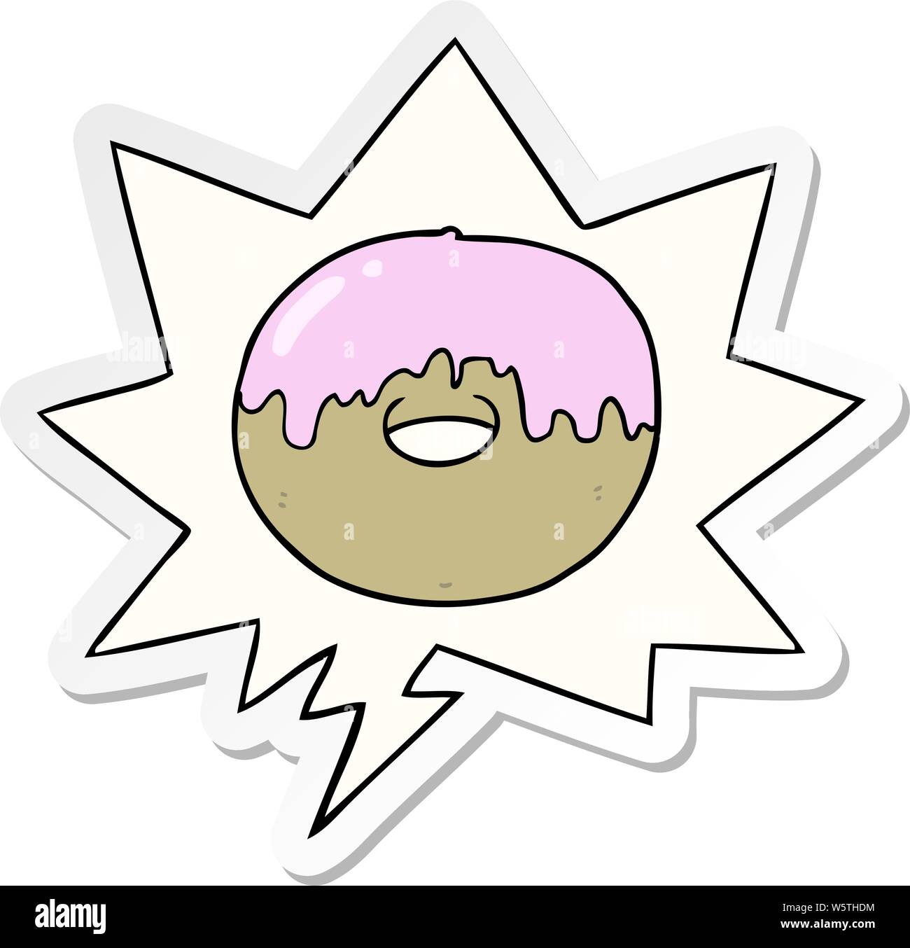 cartoon donut with speech bubble sticker Stock Vector