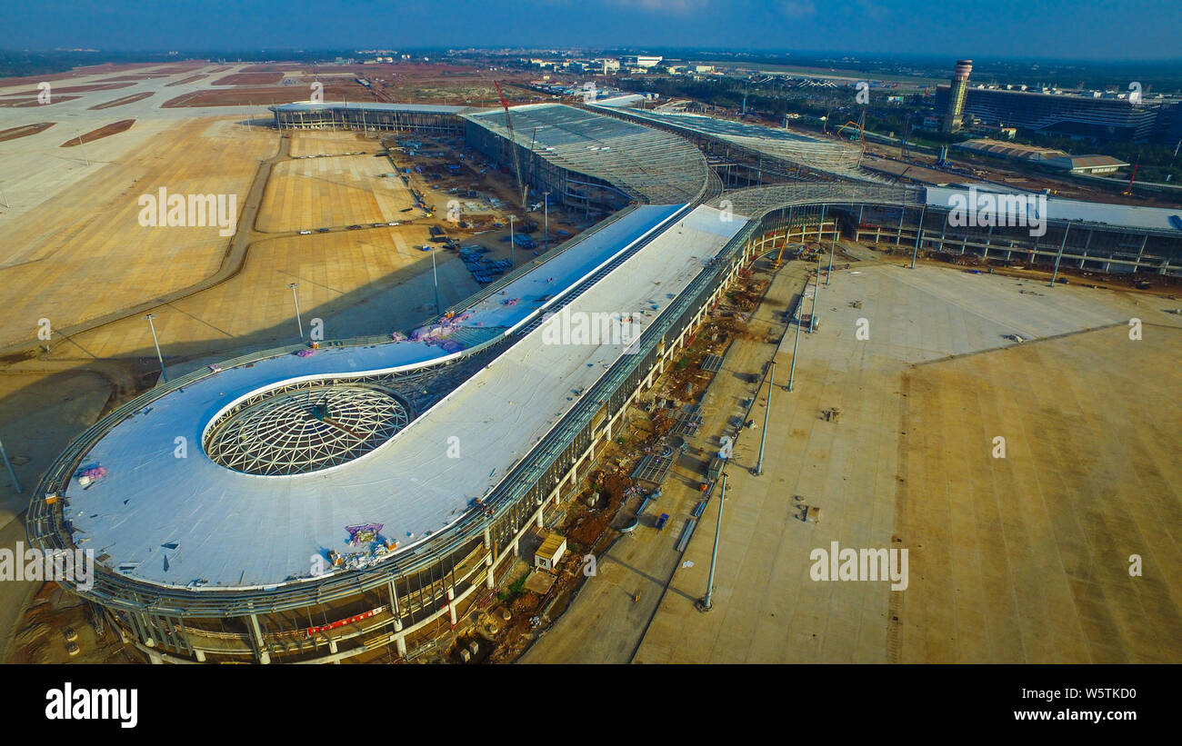 An Aerial View Of The New Terminal And Airfield Runway Constructed For ...