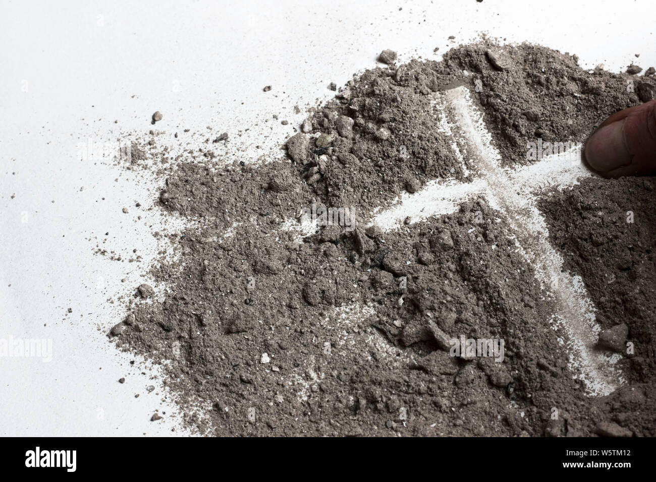Cross made of ashes. Ash Wednesday Stock Photo Alamy