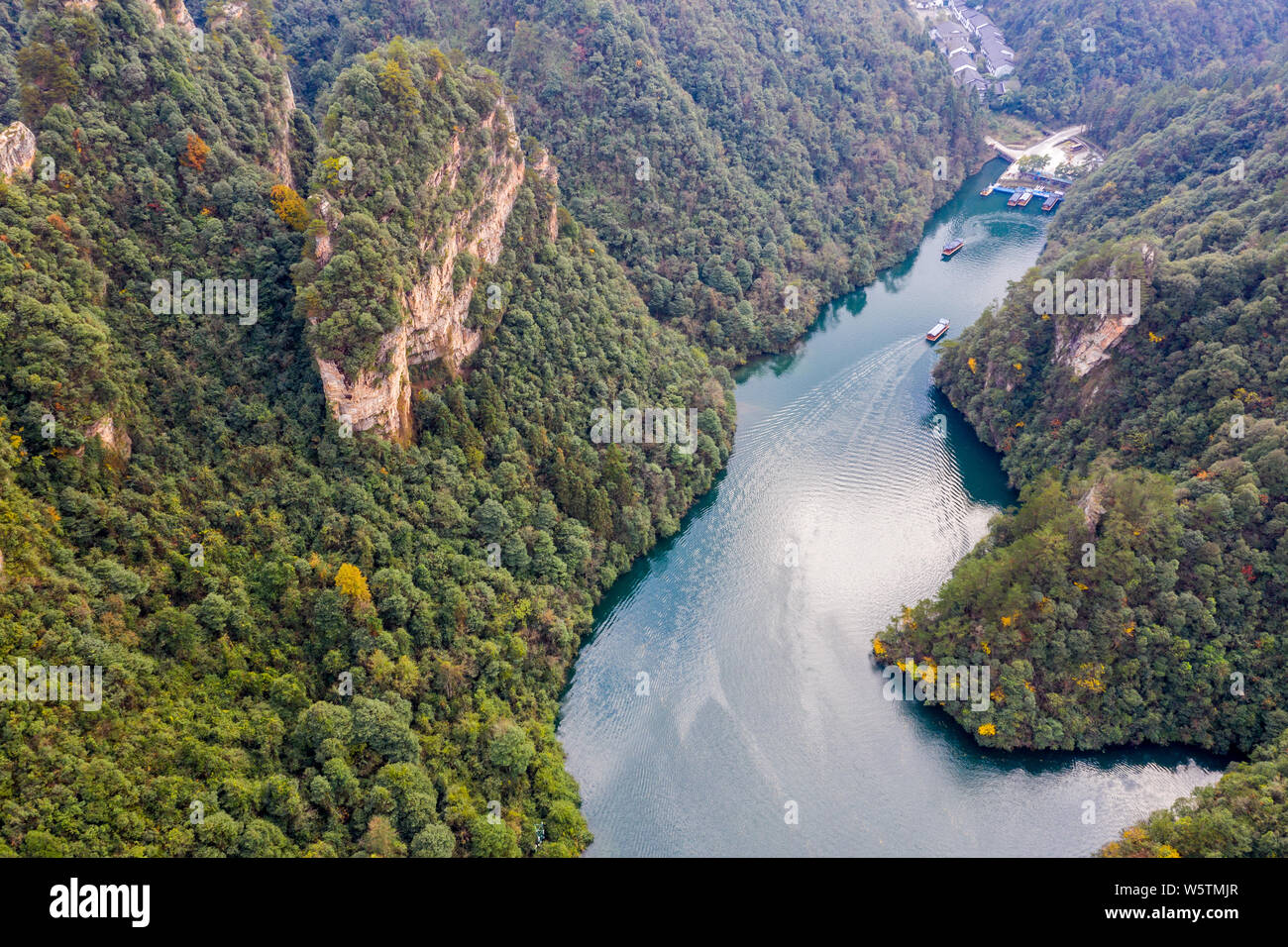 Beautiful Scenery From The High Of Baofeng Lake In China Stock Photo beautiful-scenery-from-the-high-of-baofeng-lake-in-china-stock-photo