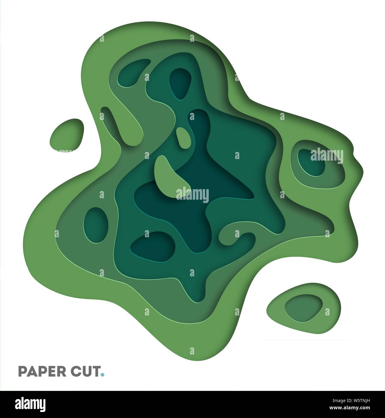 3D abstract background with green paper cut shapes. Vector design ...