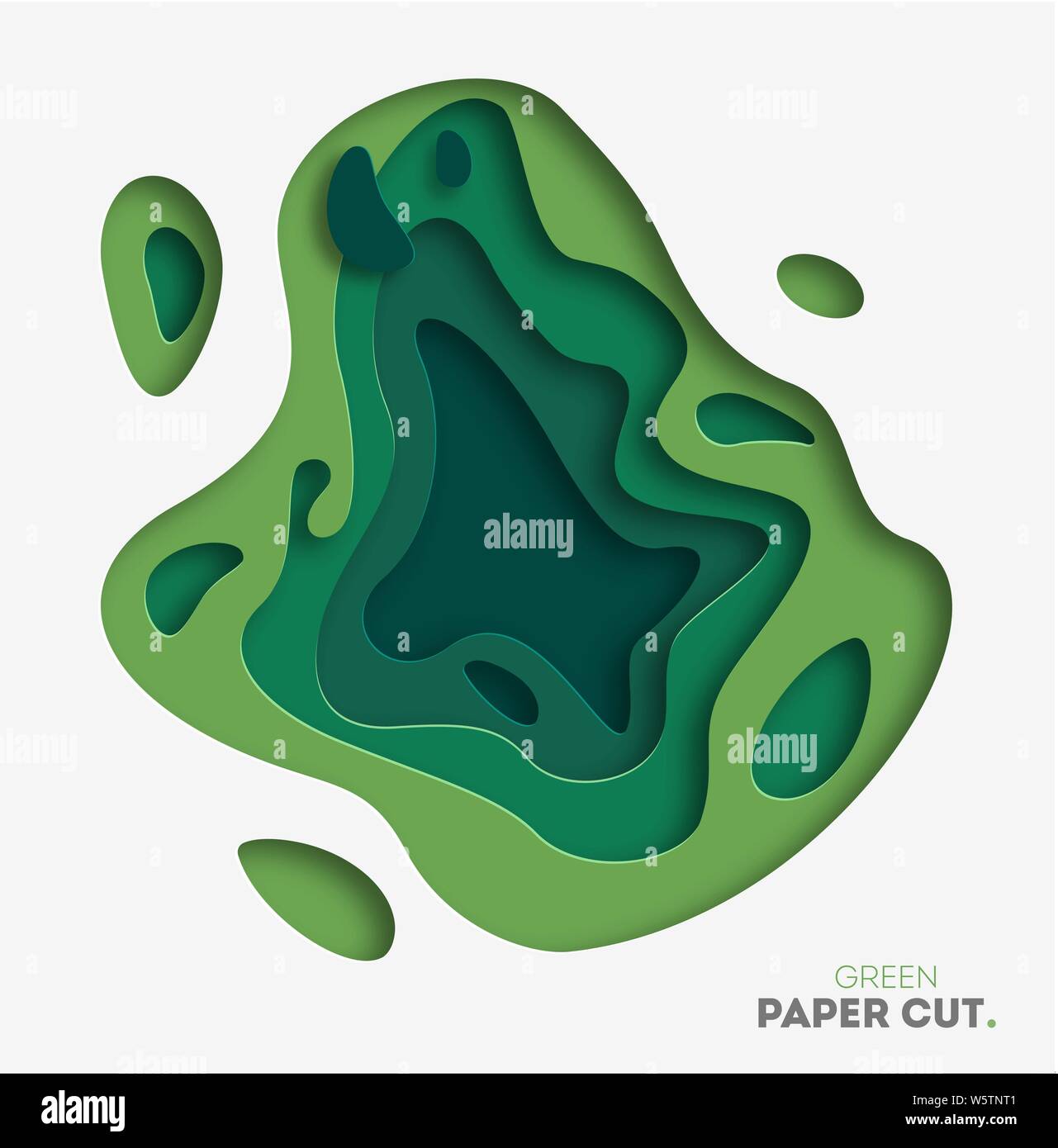 3D abstract background with green paper cut shapes. Vector design ...