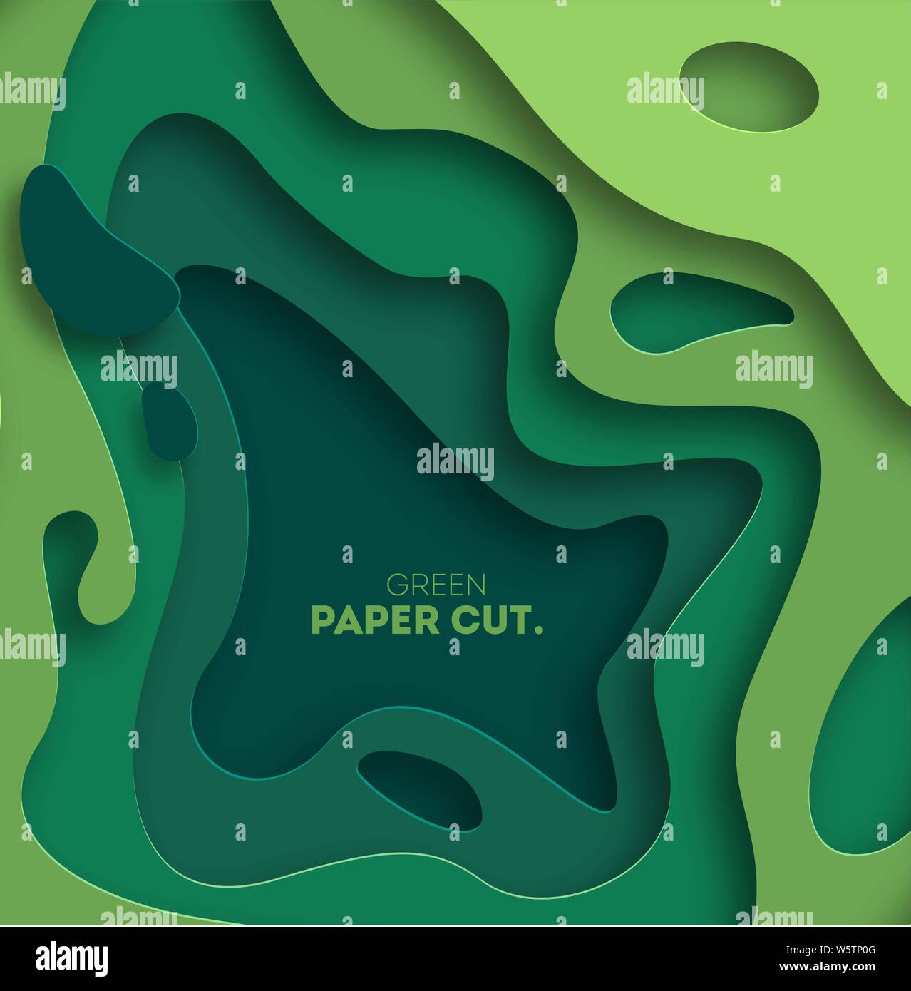 3D abstract background with green paper cut shapes. Vector design ...