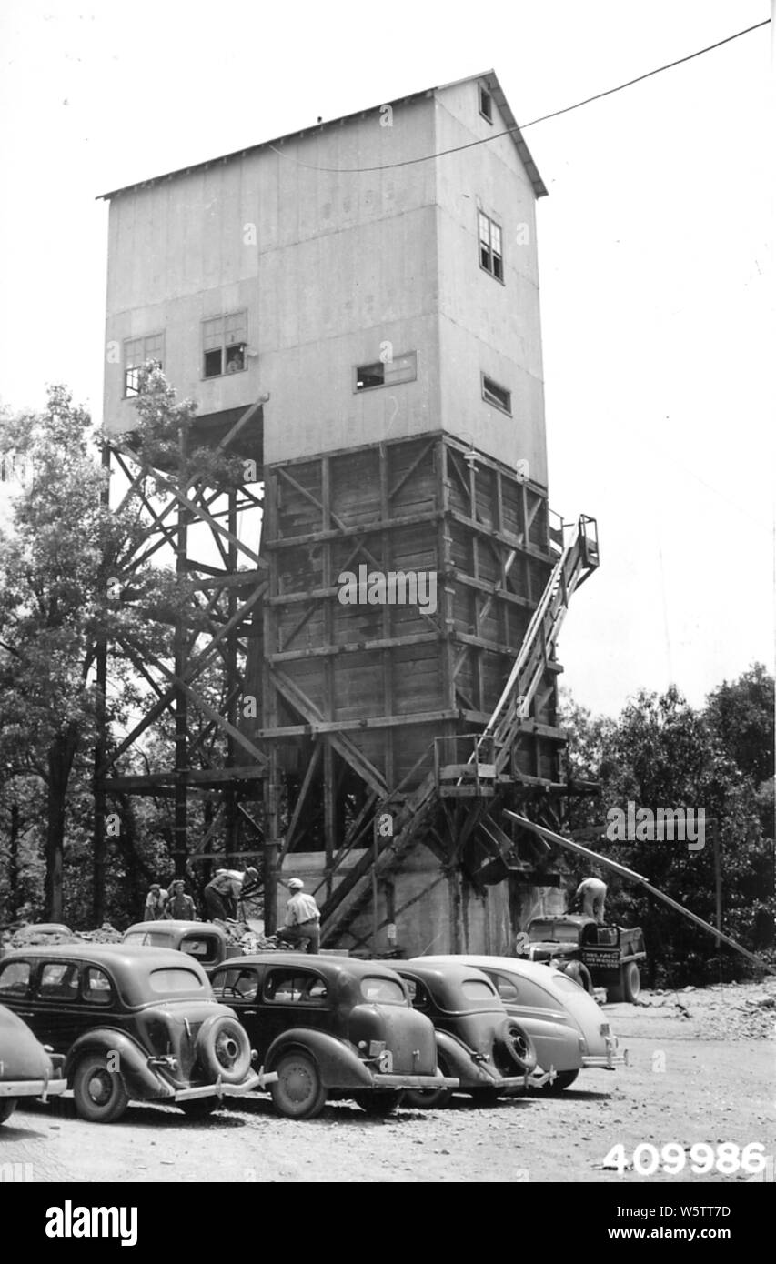 Photograph of Mahoning Mining Company Shaft; Scope and content:  Original caption: Mahoning Mining Co. shaft in Hardin Co. Mines lead, zinc, and floorspar. Stock Photo