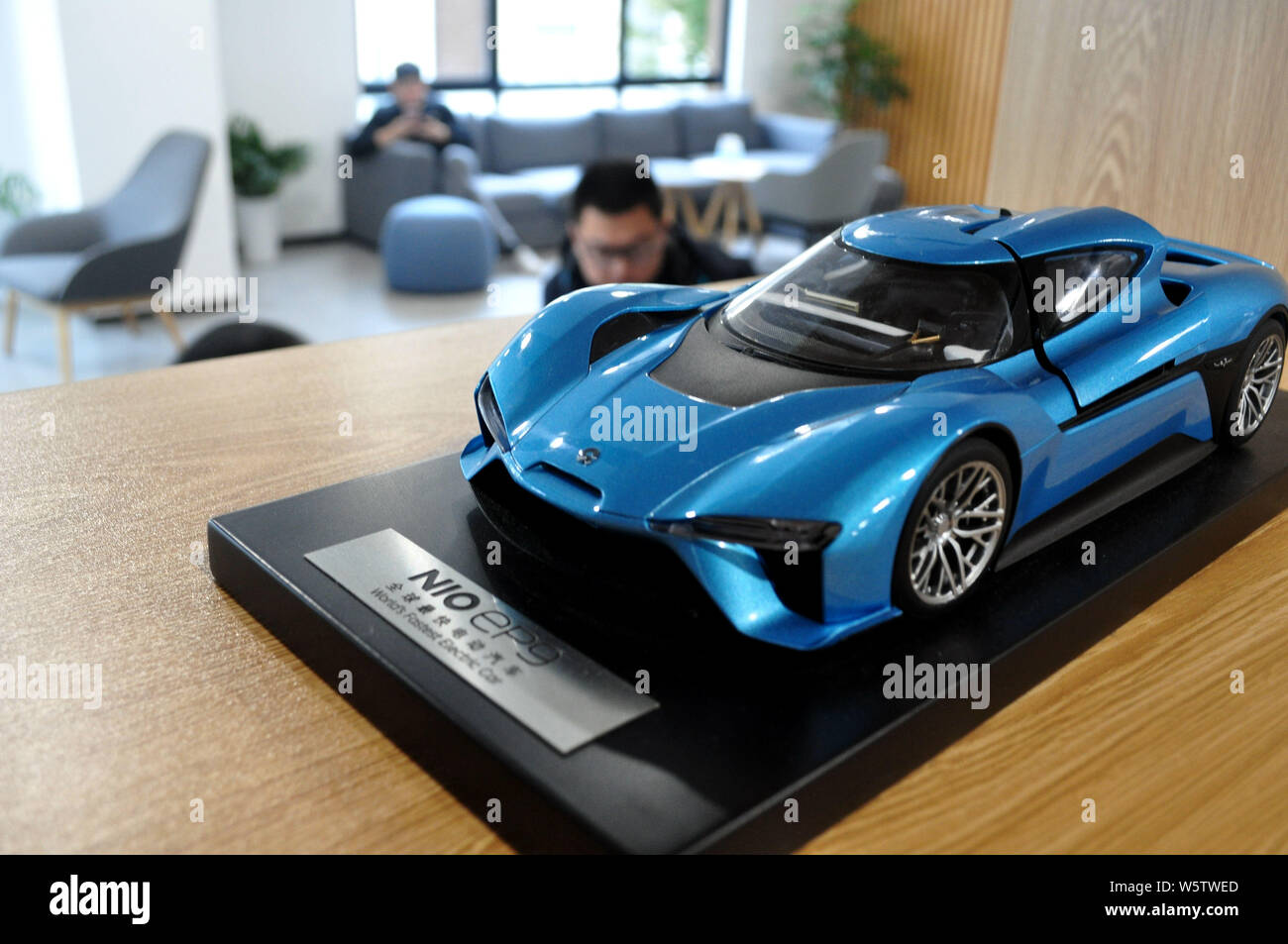 --FILE--A model of NIO EP9 electric supercar of NextEV is displayed at the NIO Delivery Center in Shanghai, China, 8 December 2018.   Nio Inc, a Chine Stock Photo