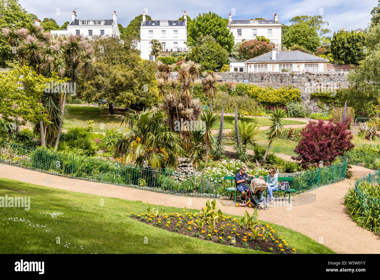 Candie Gardens, restored late 19th century gardens, St Peter Port, Guernsey, Channel Islands UK Stock Photo