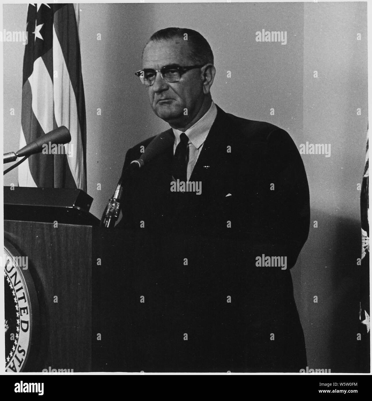 Photograph of President Lyndon B. Johnson's Midnight Address on Second