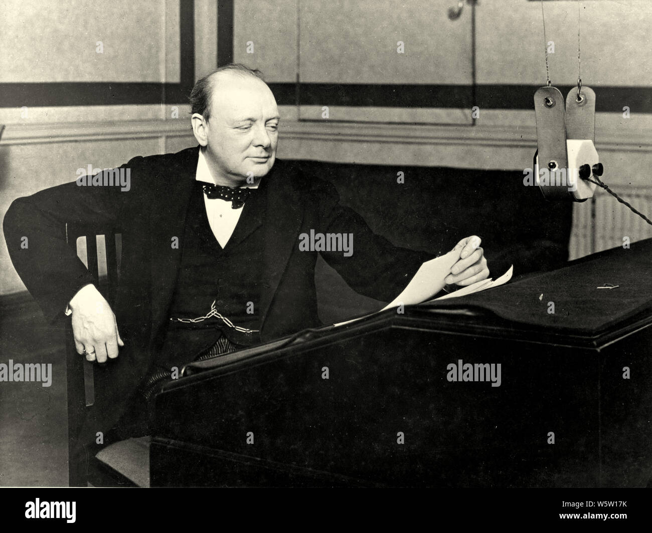 Winston Churchill at the BBC Savoy Hill London April 1928 Stock Photo
