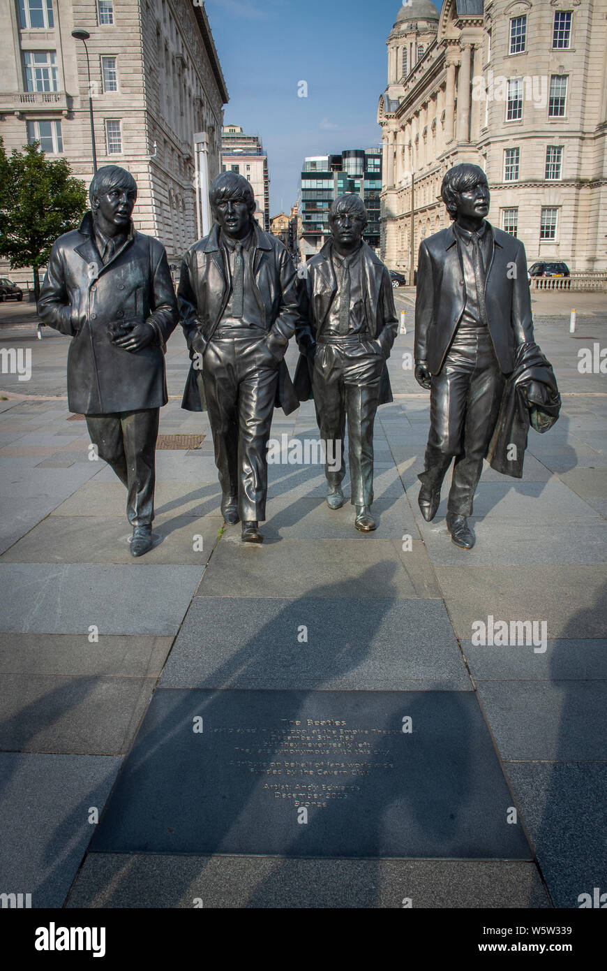 The Beatles statue at Pier Head, Liverpool. UK. Stock Photo