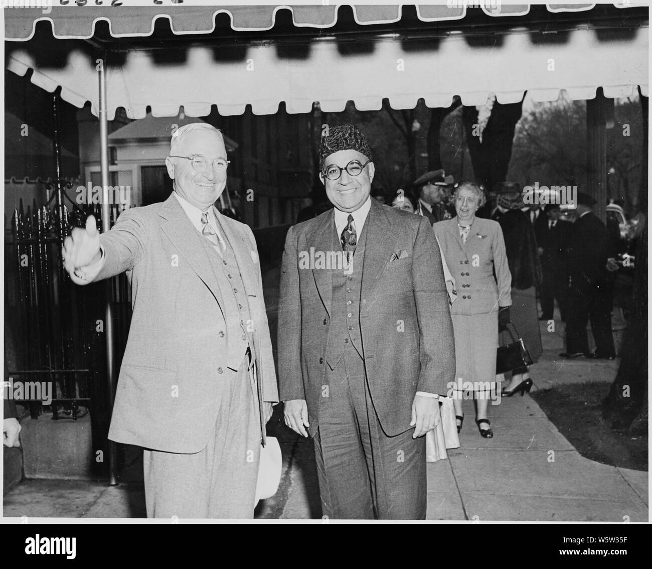 Photograph of President Truman and Prime Minister Liaquat Ali Khan of Pakistan in Washington during the Prime Minister's visit to the United States. Stock Photo
