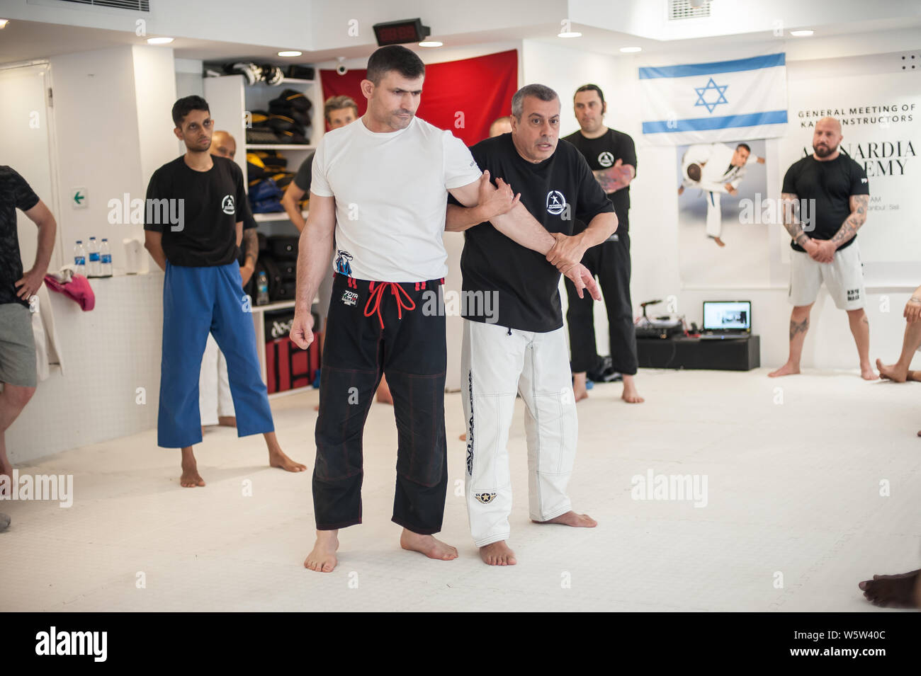 ISTANBUL, TURKEY - Maj 30 - Jun 02. 2019. Kapap instructor Avi Nardia demonstrate street fighting self defence technique with his students on GENERAL Stock Photo