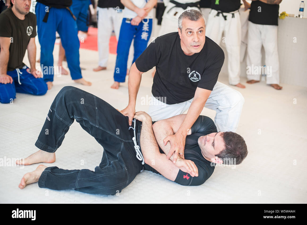 ISTANBUL, TURKEY - Maj 30 - Jun 02. 2019. Kapap instructor Avi Nardia demonstrate street fighting self defence technique with his students on GENERAL Stock Photo