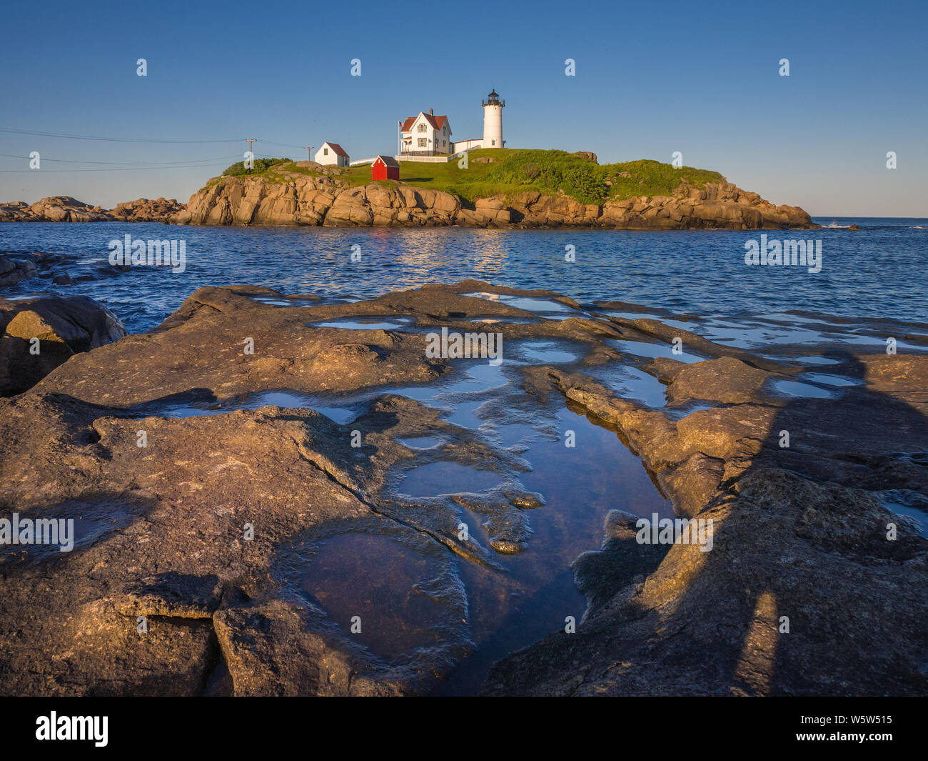 Nubble lighthouse in York, Maine, USA Stock Photo