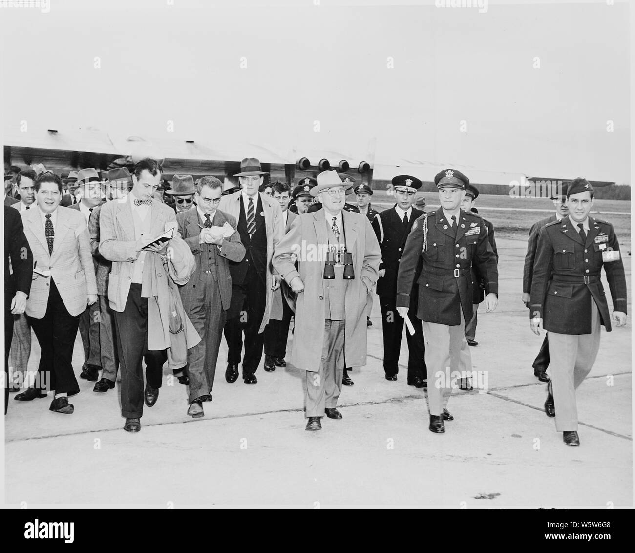 Photograph of President Truman inspecting aircraft, Northrop B49
