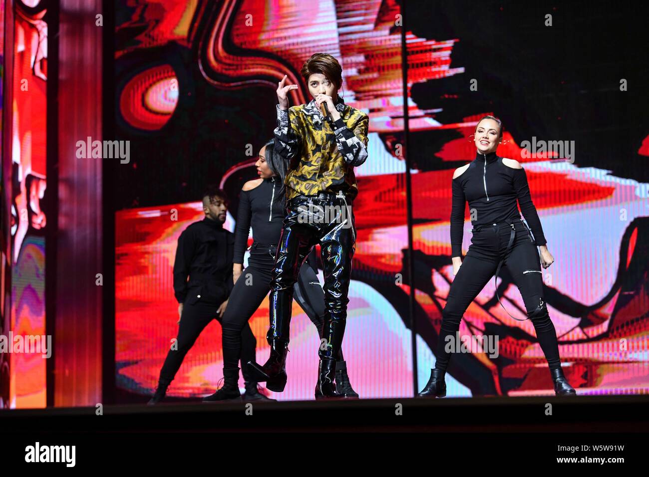 Singer and rapper Cai Xukun of Chinese boy group Nine Percent performs ...