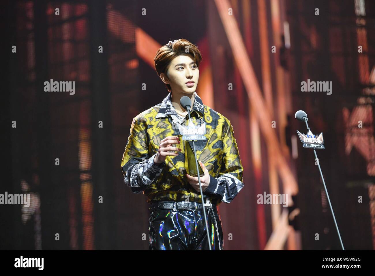 Chinese actor Dylan Wang Hedi of the new lineup of Chinese boy group F4  takes part in an NBA fan meeting in Shanghai, China, October 4, 2018 Stock  Photo - Alamy