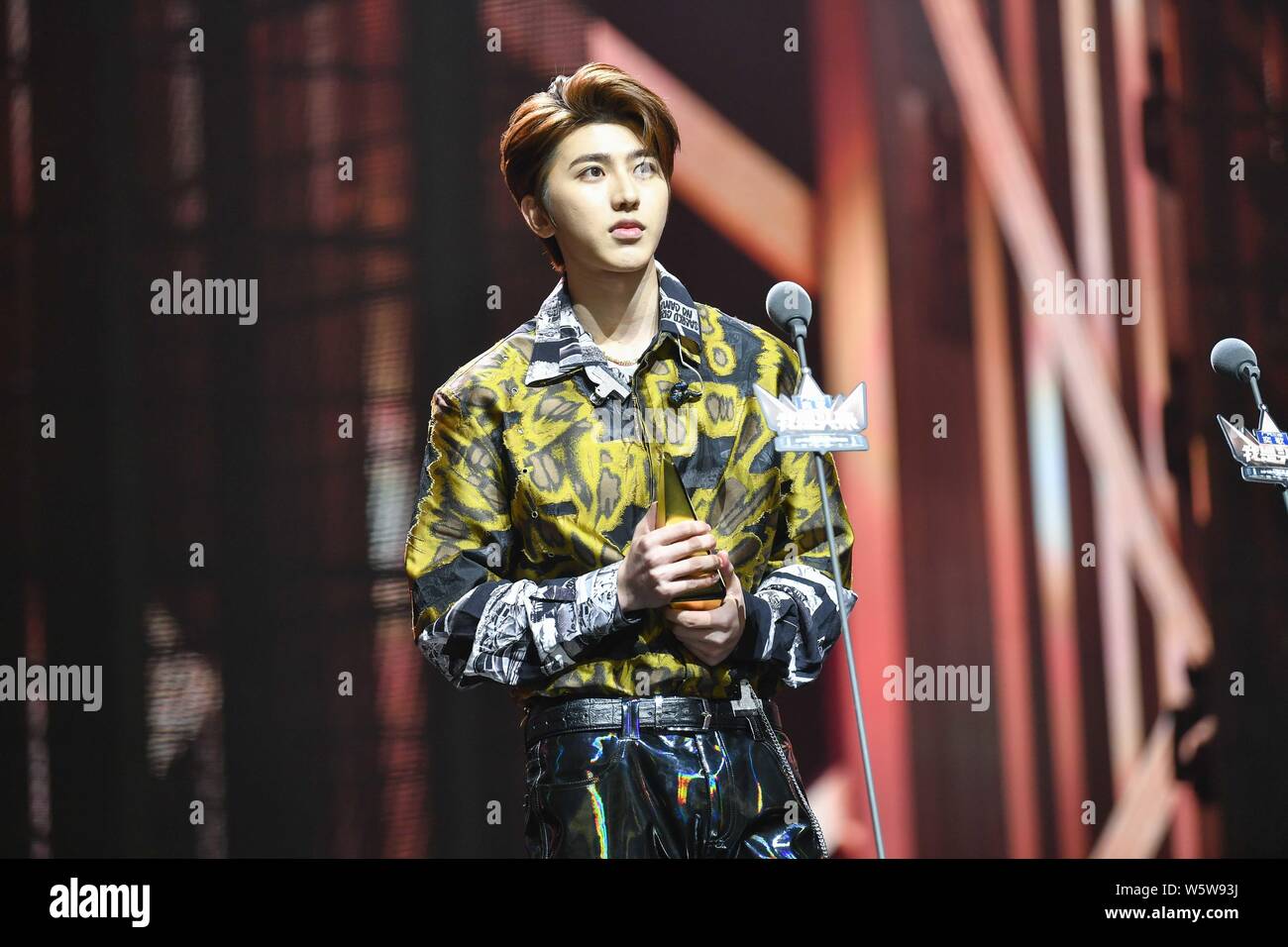 Singer and rapper Cai Xukun of Chinese boy group Nine Percent poses ...