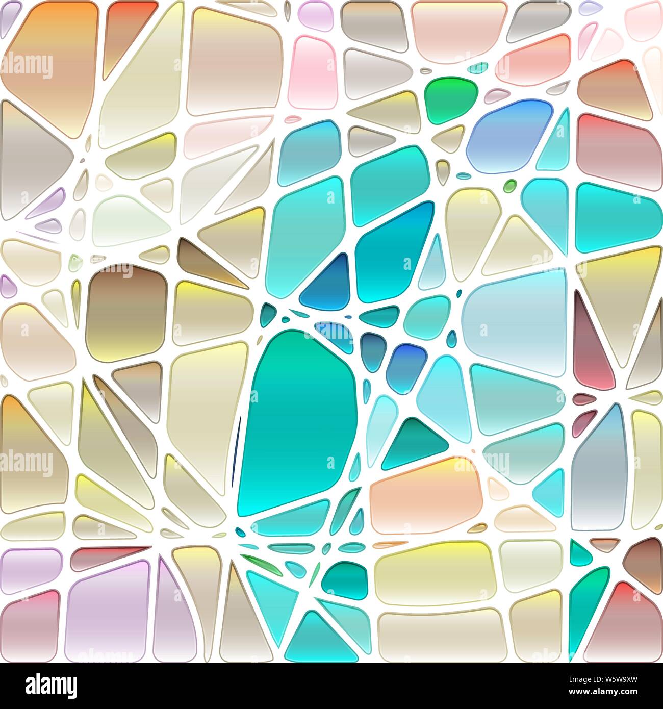 abstract vector stained-glass mosaic background - blue and beige Stock ...