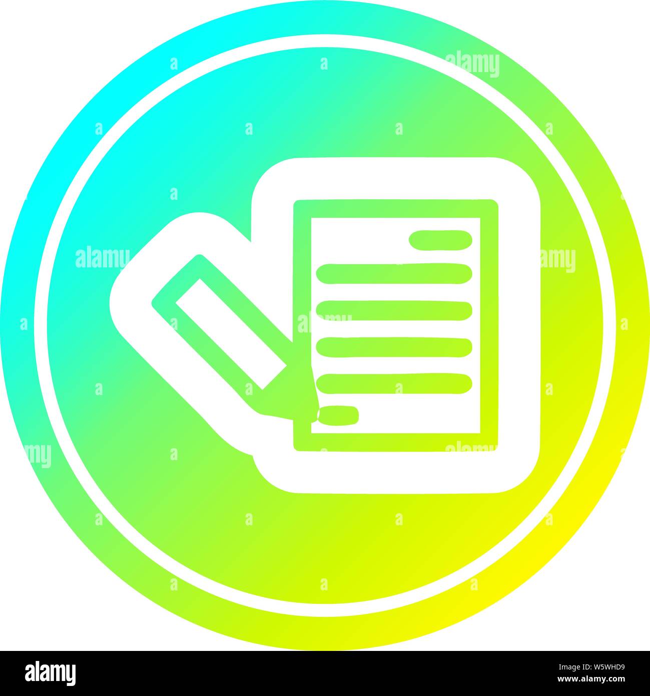 document and pencil circular icon with cool gradient finish Stock ...