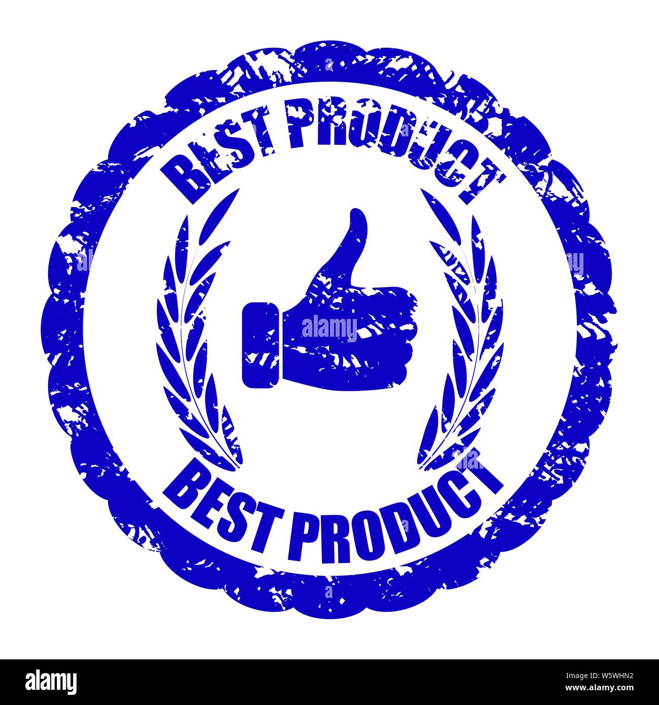 Best product quality rubber stamp for mark item.The best product seal with laurel wreath, consumer quality, guarantee mark for retail business, advert Stock Vector