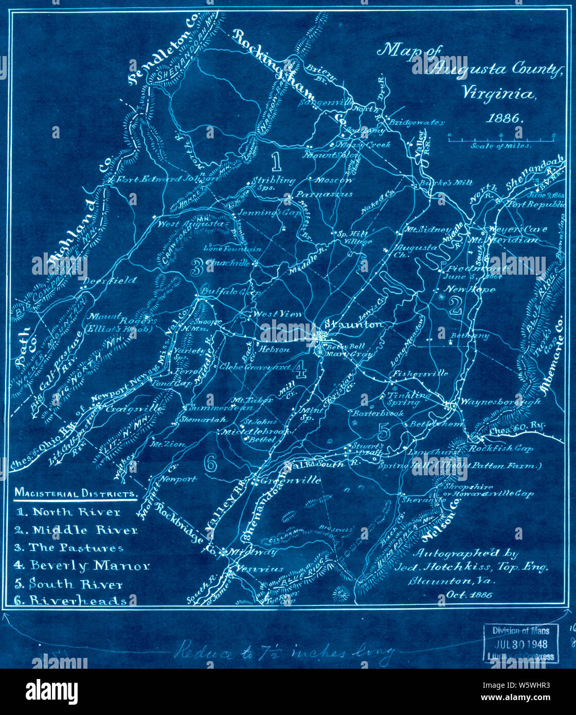 Civil War Maps 0659 Map of Augusta County Virginia 1886 Inverted Rebuild and Repair Stock Photo
