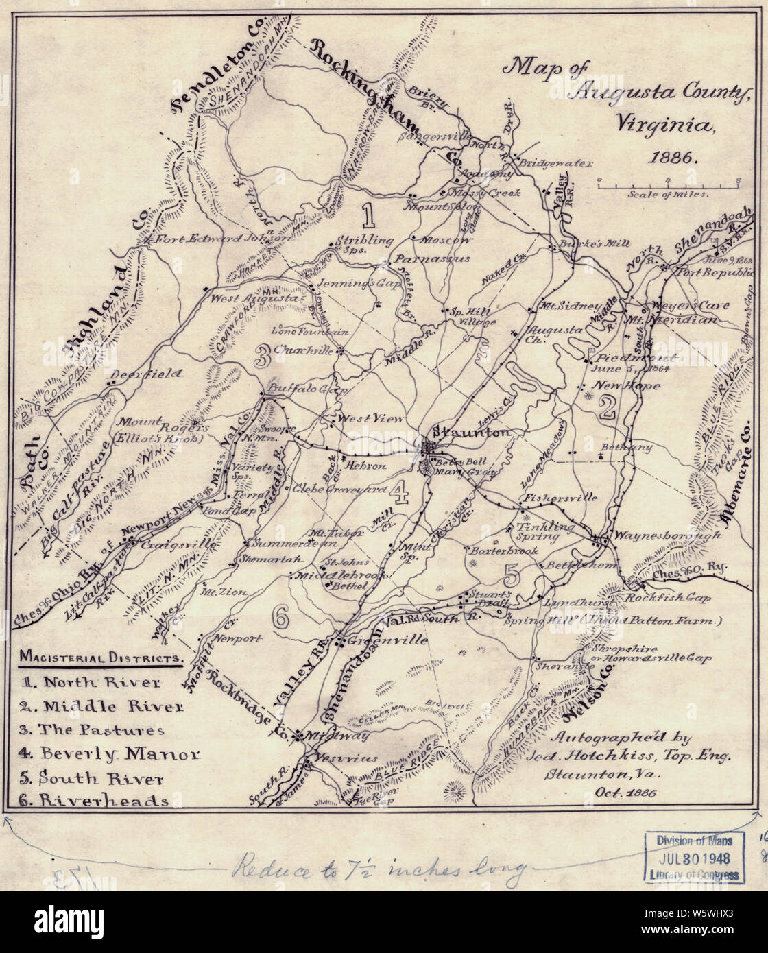 Civil War Maps 0659 Map of Augusta County Virginia 1886 Rebuild and