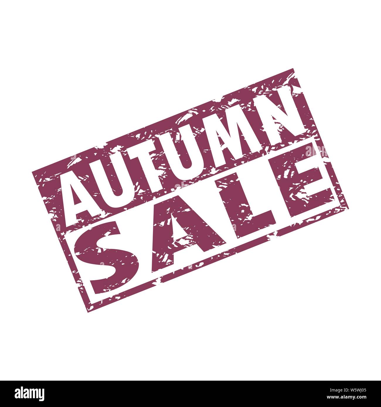 Autumn sale rubber stamp texture, print vector. Seal promotion for fashion boutique, texture autumnal inprint for ad, seasonal consumerism inprint ill Stock Vector