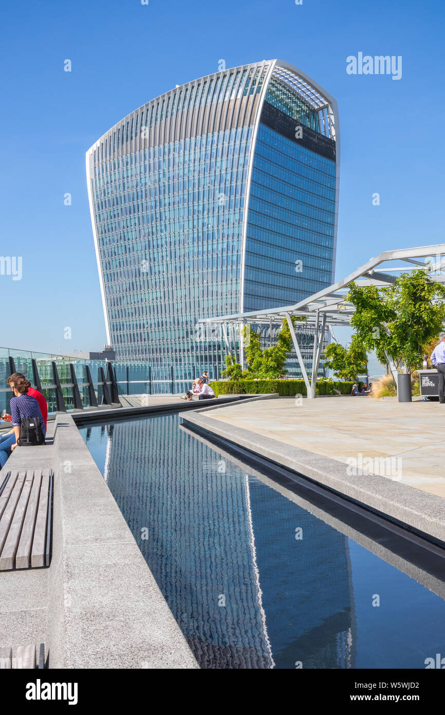 London, UK - July 16, 2019 - 20 Fenchurch Street seen from The Garden at 120, a roof garden in the city of London Stock Photo