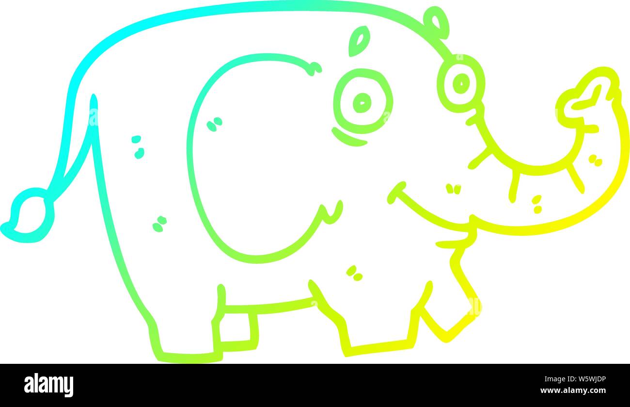 cold gradient line drawing of a cartoon funny elephant Stock Vector ...