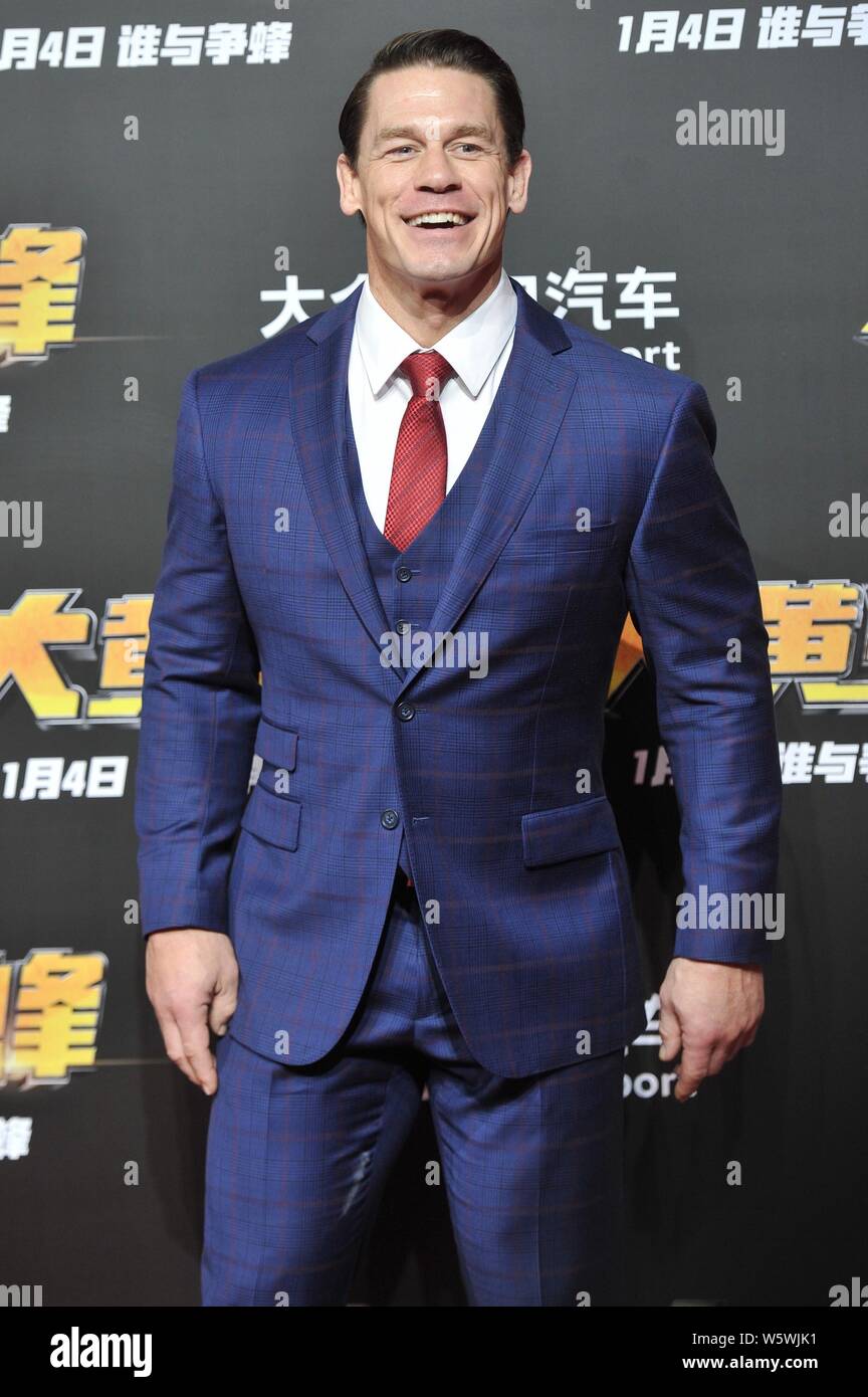 American professional wrestler and actor John Cena attends the premiere event for new movie 'Bumblebee' in Beijing, China, 14 December 2018. Stock Photo