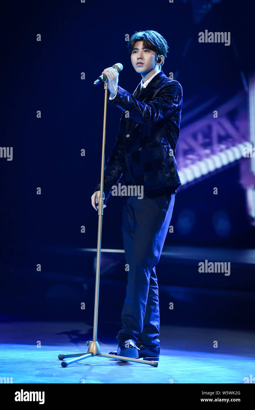 Singer and rapper Cai Xukun of Chinese boy group Nine Percent performs ...