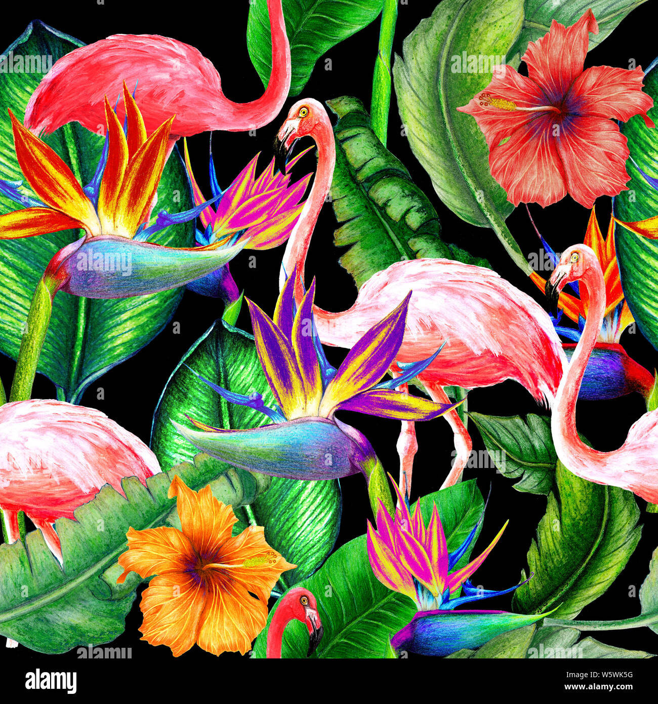 Leaves tropical watercolor hi-res stock photography and images - Alamy