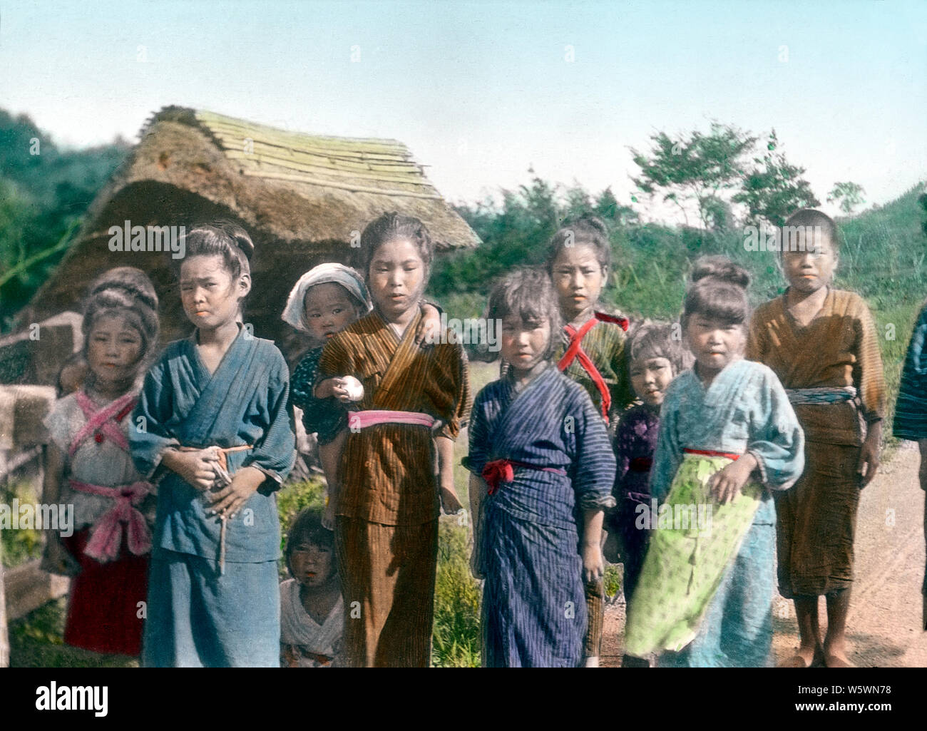 [ 1890s Japan - Japan Children in the Country ] — Rural children. 19th ...