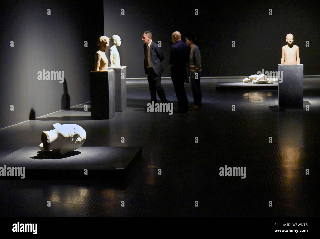 Wood artworks created by Italian wood sculptor Bruno Walpoth are on