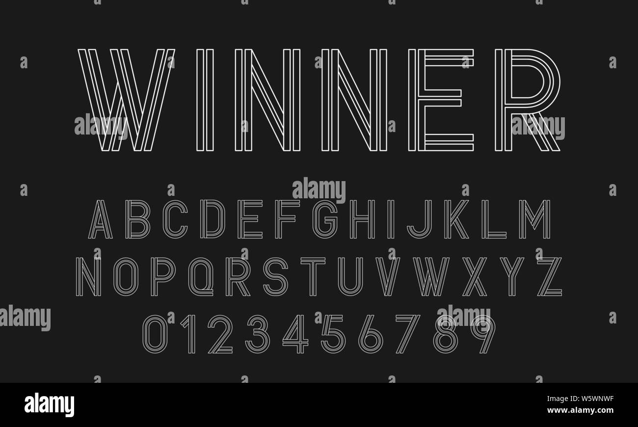 Set of alphabets fonts letters and numbers modern abstract design with lines vector illustration