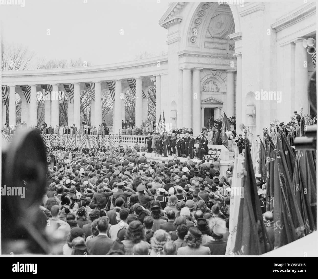 Photograph of the crowd in the amphitheater at the Tomb of the Unknown ...