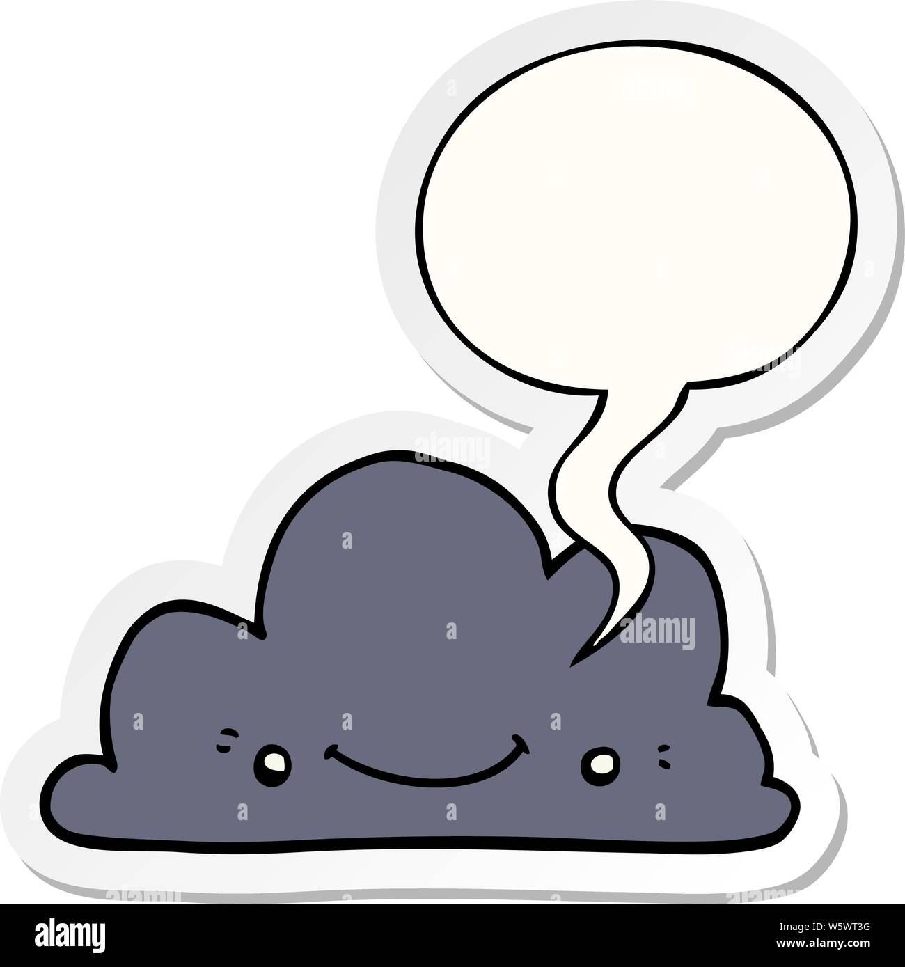 cute cartoon cloud with speech bubble sticker Stock Vector Image & Art ...