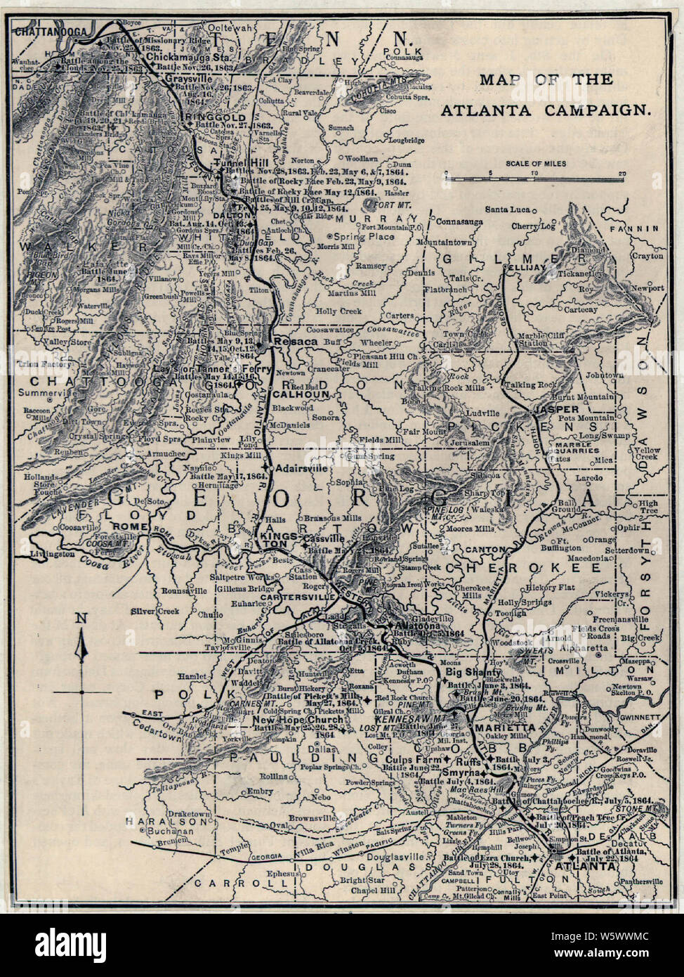 Civil War Maps 0813 Map of the Atlanta campaign May-Sept 1864 Rebuild ...