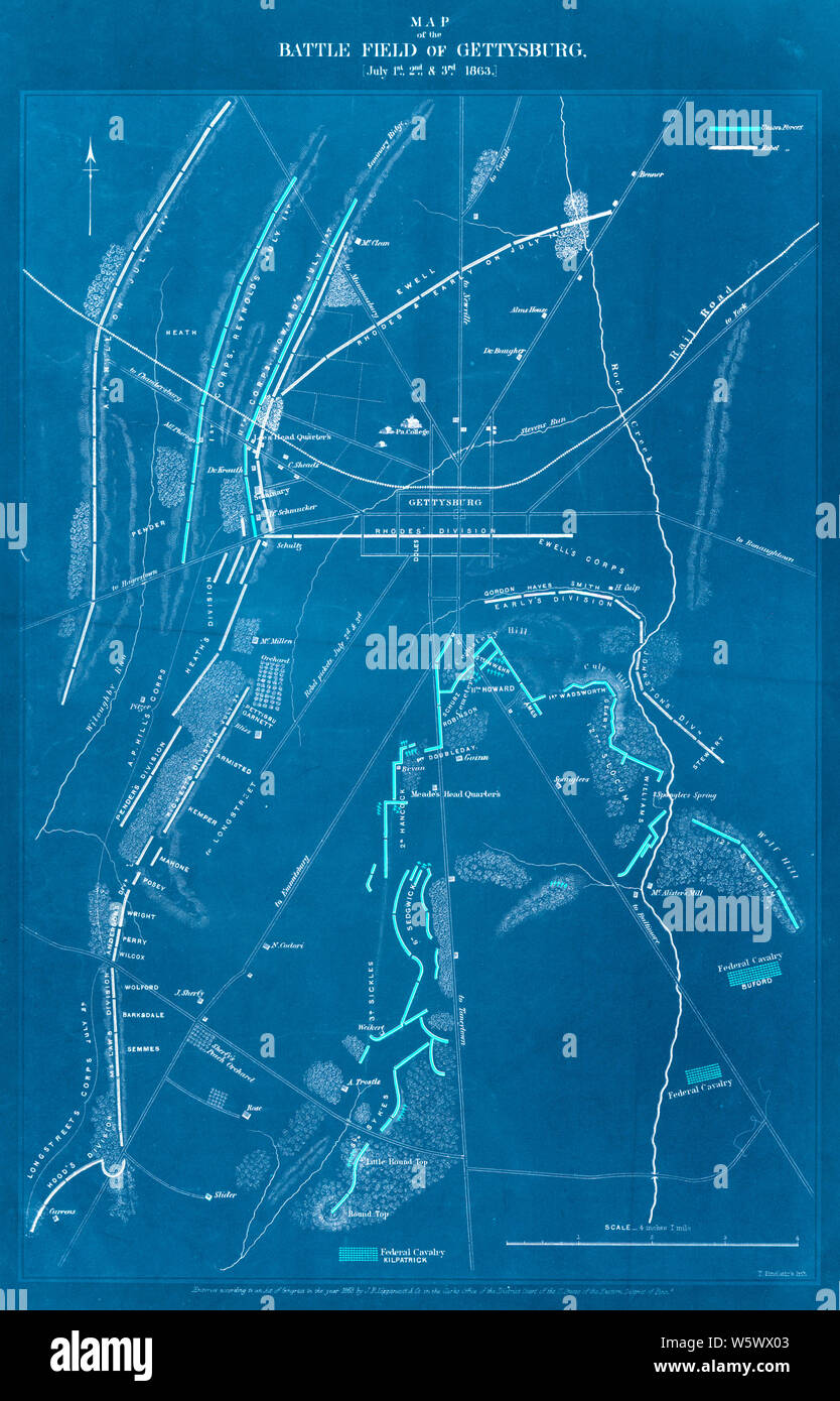 Civil War Maps 0820 Map of the - Civil War Maps 0820 Map Of The Battle Field Of Gettysburg July 1st 2nd And 3rd 1863 Inverted Rebuild And Repair W5WX03 