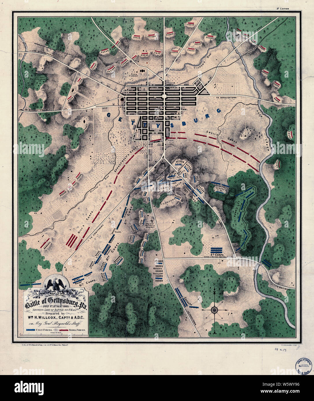 Civil War Maps 0834 Map of the battle of Gettysburg Pa July 1st 2nd 3rd ...