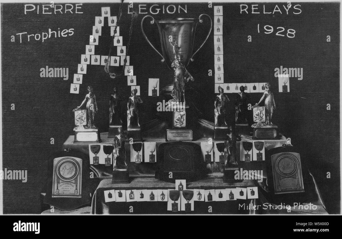 Pierre Legion Relays, display of trophies Stock Photo Alamy