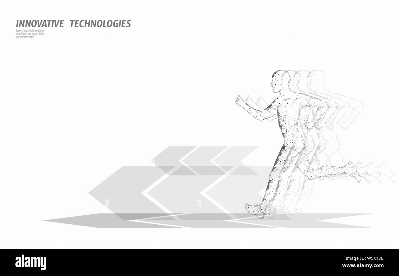 Sportsman run exercise fitness healthy lifestyle concept. Low poly man