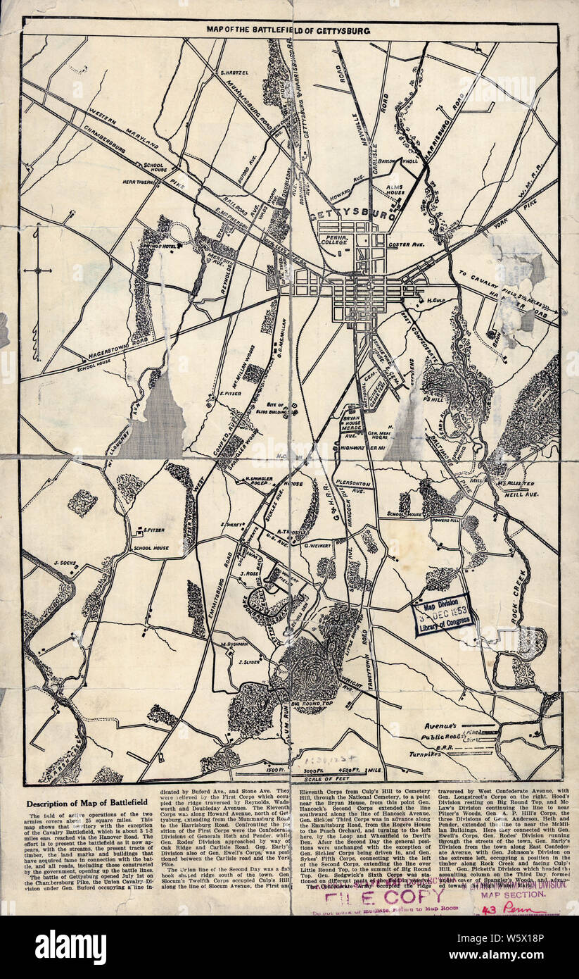 Civil War Maps 0870 Map of the - Civil War Maps 0870 Map Of The Battlefield Of Gettysburg Rebuild And Repair W5X18P 