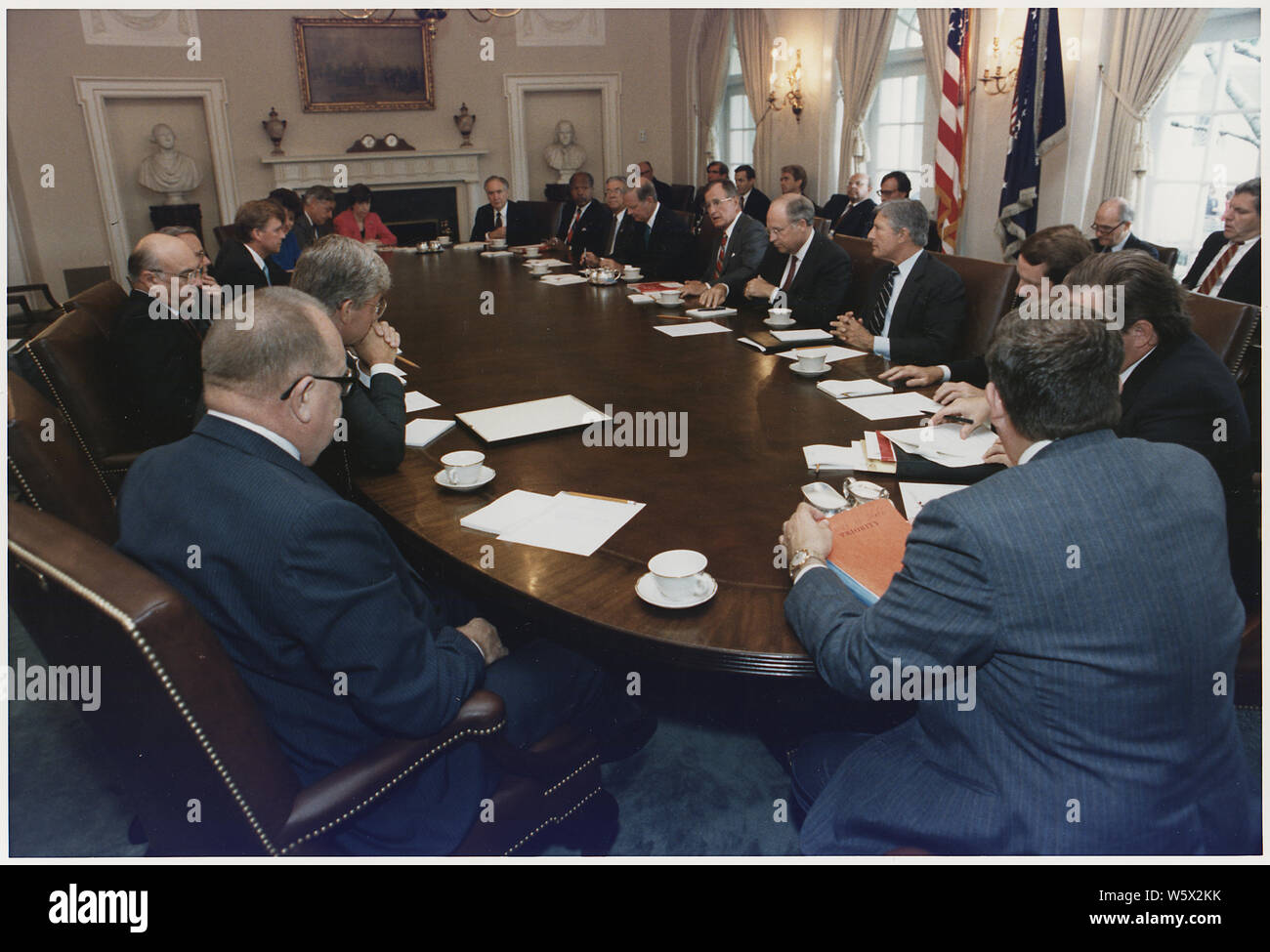 President Bush conducts a full Cabinet Meeting in the Cabinet Room Stock Photo