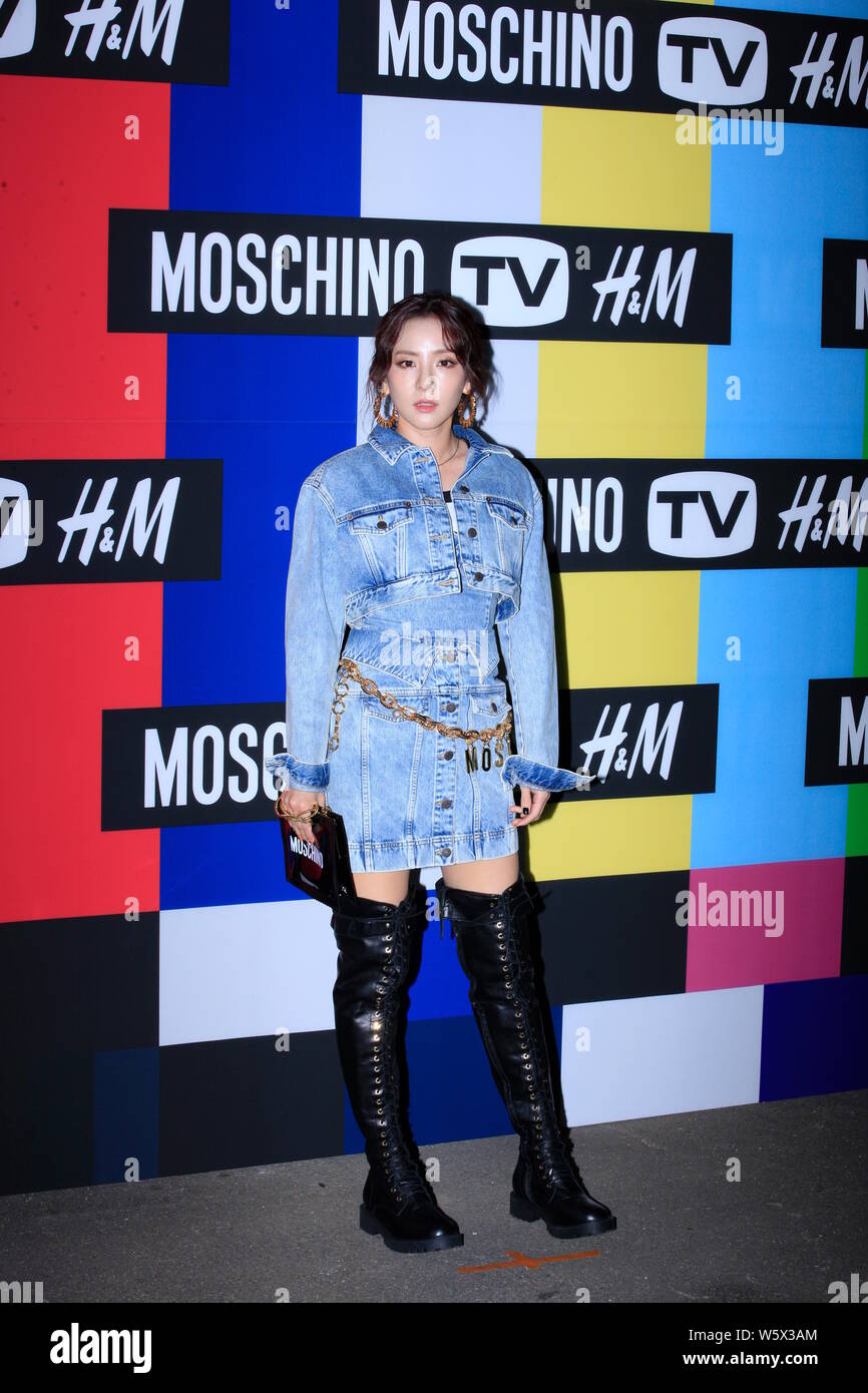 South Korean singer and actress Sandara Park, also known by her stage name Dara, arrives for the fashion party for the launch of the Moschino [TV] H&M Stock Photo